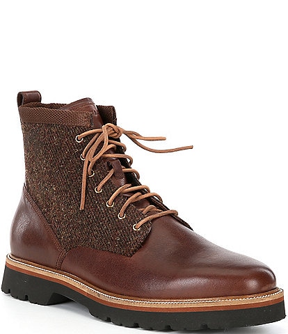 Cole Haan Men's American Plain Toe Waterproof Leather Lace Up Boots