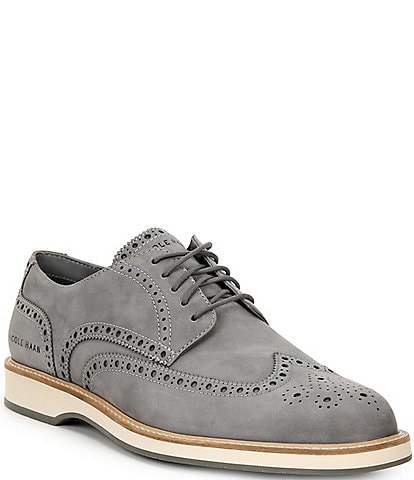 Cole Haan Men's Morse Grand Nubuck Wingtip Brogue Detail Lace Up Oxfords