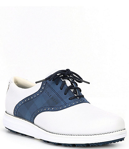 Cole Haan Men's ØriginalGrand Waterproof Leather Check Saddle Golf Shoes