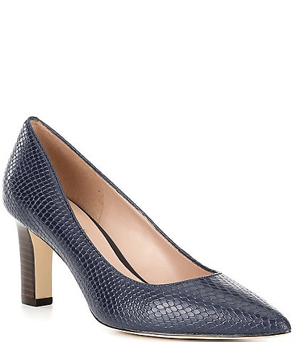 Cole Haan Mylah Snake Print Leather Pointed Toe Pumps