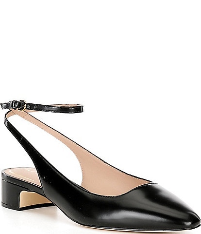 Cole Haan Paden Leather Block Heel Ankle Strap Pumps