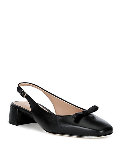 Cole Haan Patsy Leather Slingback Block Heel Bow Pumps