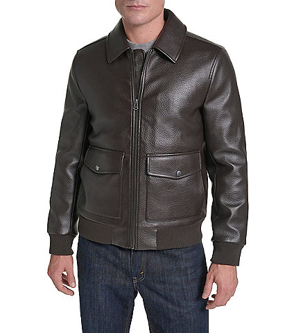 Cole Haan Pebble-Faux-Leather Aviator Jacket
