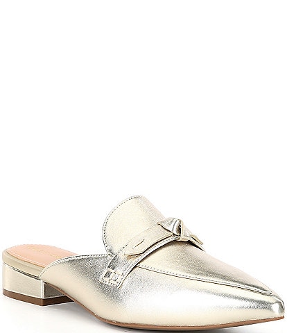 Cole Haan Piper Bow Metallic Leather Mules