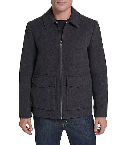 Cole Haan Shirt Collar Plush Wool Jacket