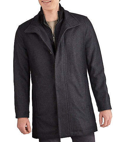 Cole Haan Stand-Collar Attached-Bib Wool Car Coat
