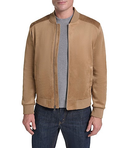 Cole Haan Stand Collar Faux Suede Jacket