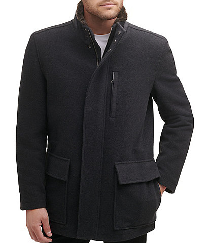 Cole Haan Stand Collar Wool Plush All Weather Car Coat