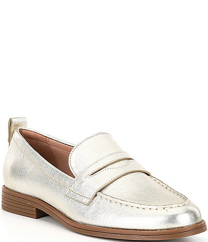 Cole Haan Stassi Metallic Leather Penny Loafers
