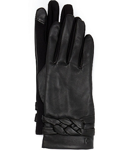 Cole Haan Women's Leather Braid Stretch Palm Gloves
