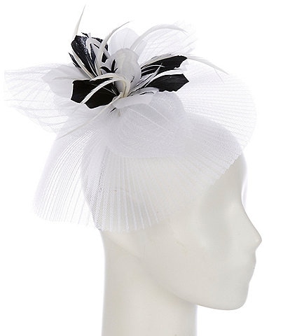 Collection 18 Floral White Trim Fascinator