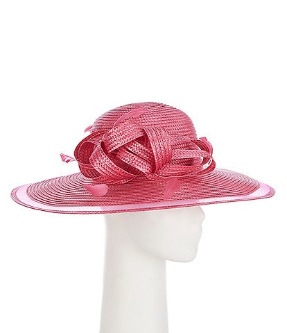 Collection 18 Paper Braid Sheer Ruffle Dress Hat