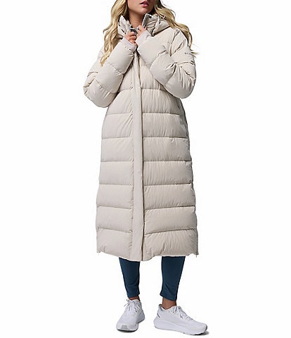 Columbia Amaze Puff Stand Collar Removable Hood 2-Way Zip Front Long Puffer Jacket