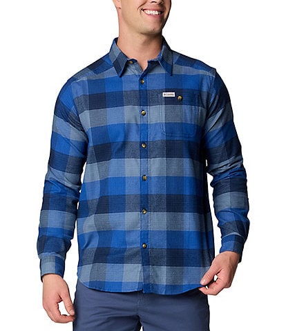 Columbia Cornell Woods Flannel Ombre Buffalo Plaid Long Sleeve Woven Shirt