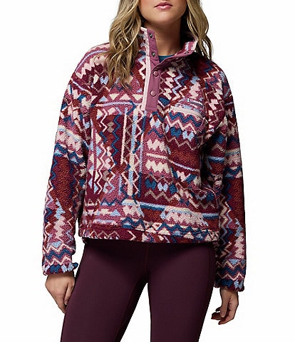 Columbia Helvetia II Sherpa Printed Stand Collar Cropped Half Snap Pullover