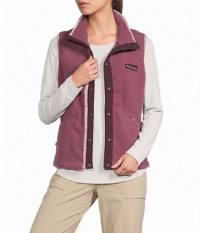 Columbia Helvetia Overlay Woven Stand Collar Button Front Vest
