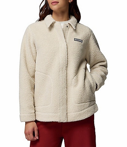 Columbia Panorama Nubby Sherpa Point Collar Hidden Snap Front Shirt Jacket