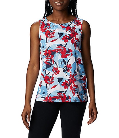 Columbia Patriotic Red Lily Floral Print Chill River Tank