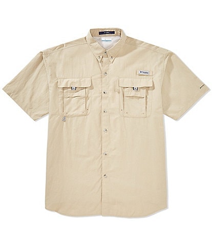 Columbia PFG Big & Tall Bahama II Solid Short-Sleeve Woven Shirt