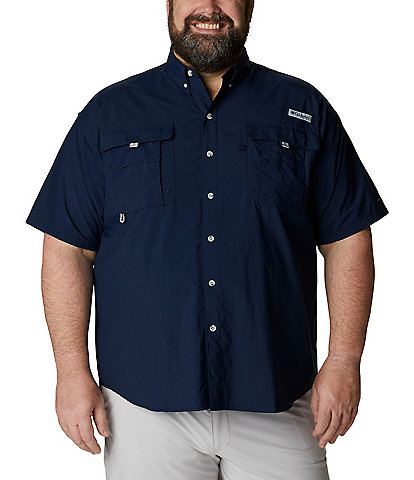 Columbia PFG Big & Tall Bahama II Solid Short-Sleeve Woven Shirt