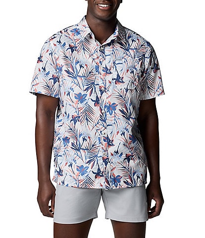 Columbia PFG Super Slack Tide Short-Sleeve Tropical Printed Woven Camp Shirt