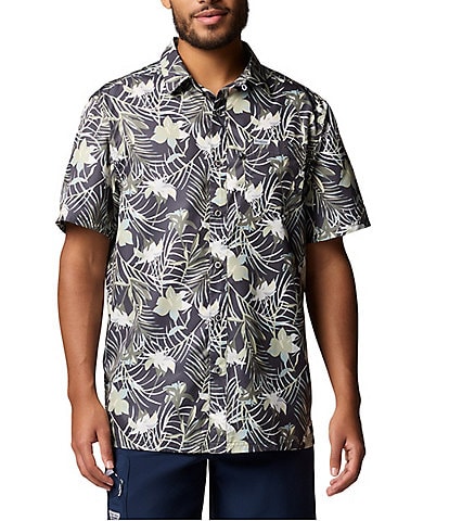 Columbia PFG Super Slack Tide Short-Sleeve Tropical Printed Woven Camp Shirt