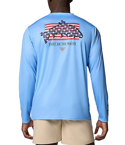 Columbia PFG Terminal Tackle Fins and Stripes Long Sleeve T-Shirt