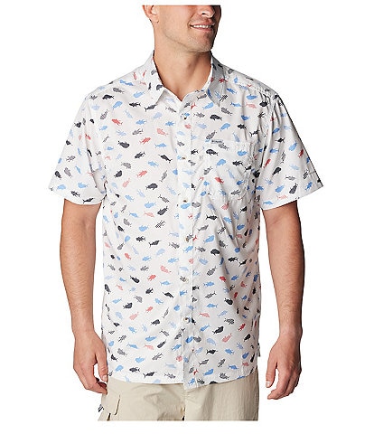 Columbia Super Slack Tide™ Short Sleeve Fish Printed Woven Camp Shirt