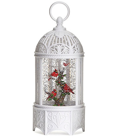 Confetti Lites Cardinal Branches Lighted Swirl Vintage Birdcage Lantern