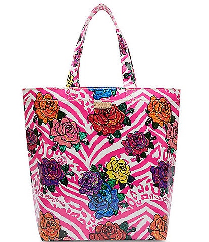 Consuela Frutti Grab-n-go Floral and Pink Zebra Print Basic Tote Bag