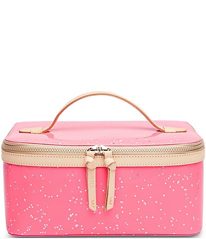 Consuela Large Shine Neon Pink Patent Star Glitter Train Case
