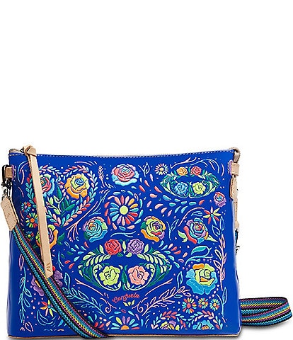 Consuela Mango Downtown Bright Blue Floral Detailed Crossbody Bag