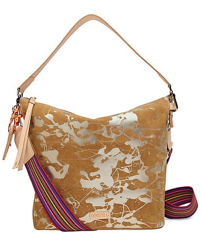 Consuela Marlow Metallic Splattered Suede Hobo Bag