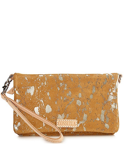Consuela Marlow Uptown Metallic Splattered Suede Crossbody Bag