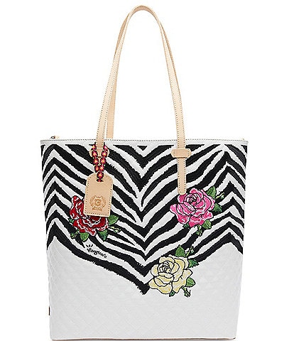 Consuela Michelle Zebra Floral Print Market Tote Bag