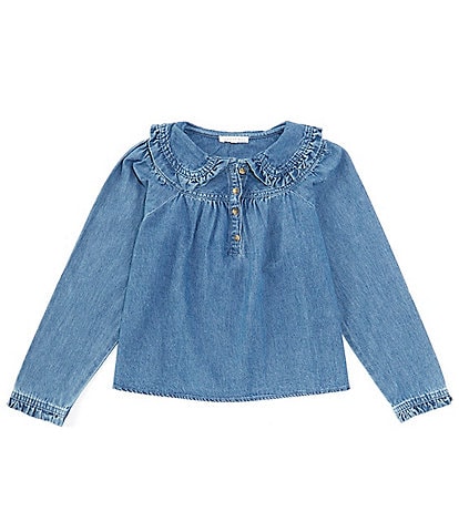 Copper Key Big Girls 7-16 Denim Baby Doll Top