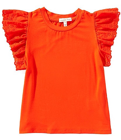 Copper Key Big Girls 7-16 Eyelet Flutter Sleeve Top
