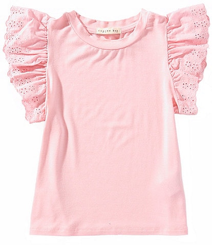 Copper Key Big Girls 7-16 Eyelet Flutter Sleeve Top