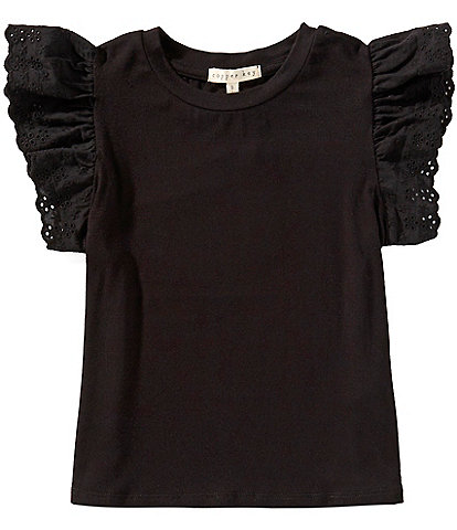 Copper Key Big Girls 7-16 Eyelet Flutter Sleeve Top