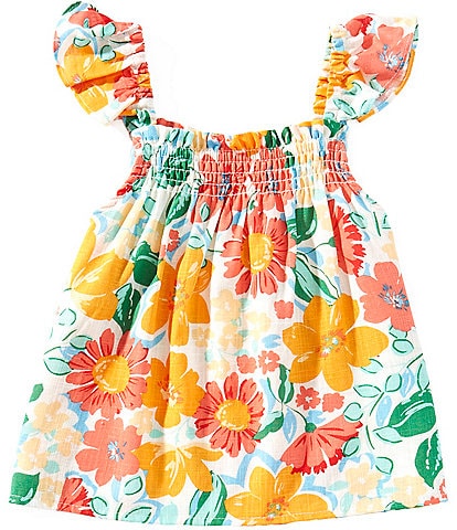 Copper Key Big Girls 7-16 Floral Printed Flutter Sleeve Top
