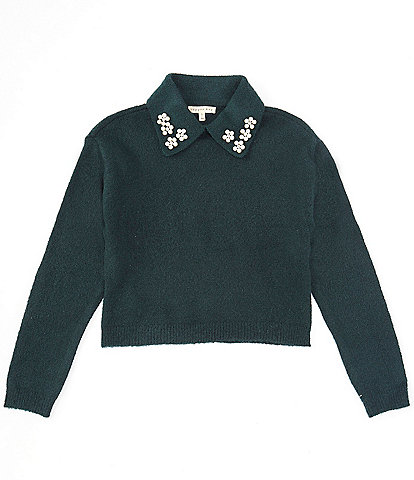 Copper Key Big Girls 7-16 Pearl Collar Sweater