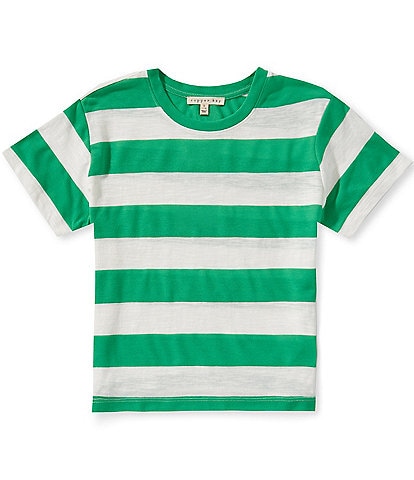 Copper Key Big Girls Short Sleeve Big Stripe Relaxed Boxy T-Shirt