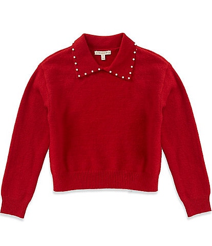 Copper Key Big Girls Pearl Collar Sweater