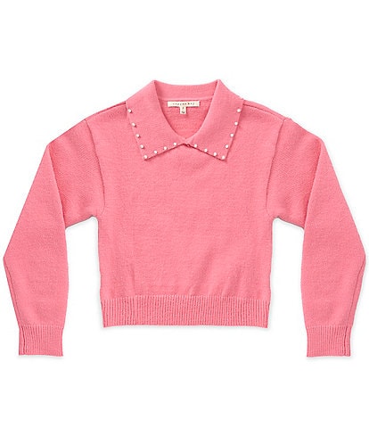 Copper Key Big Girls Pearl Collar Sweater