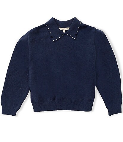 Copper Key Big Girls Pearl Collar Sweater