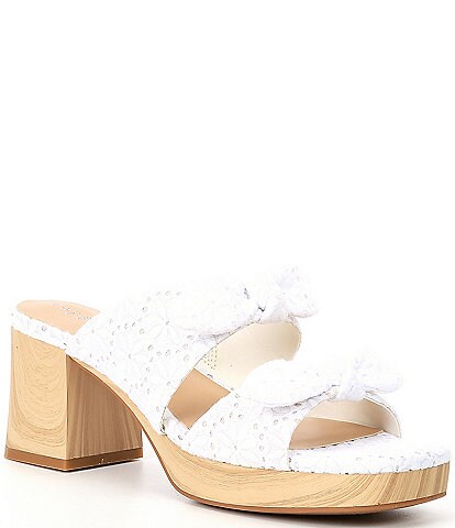 Copper Key Blooming Eyelet Double Bow Platform Sandals