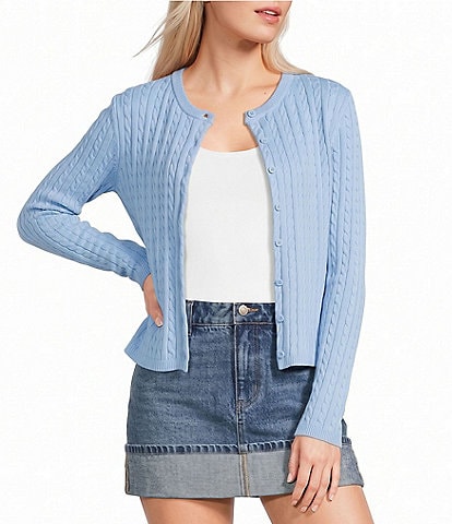Copper Key Cable Knit Button Front Cardigan