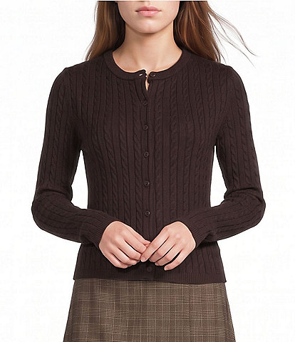 Copper Key Cable Knit Button Front Cardigan
