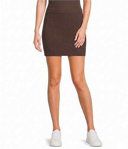 Copper Key Cable Knit Coordinating Mini Skirt