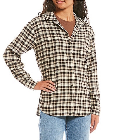 Copper Key Checked Plaid Button Front Flannel Shirt